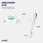 5” Wide Lens 1,200 Lumens LED Magnifying Lamp with Adjustable Light Modes for Detail Works, White