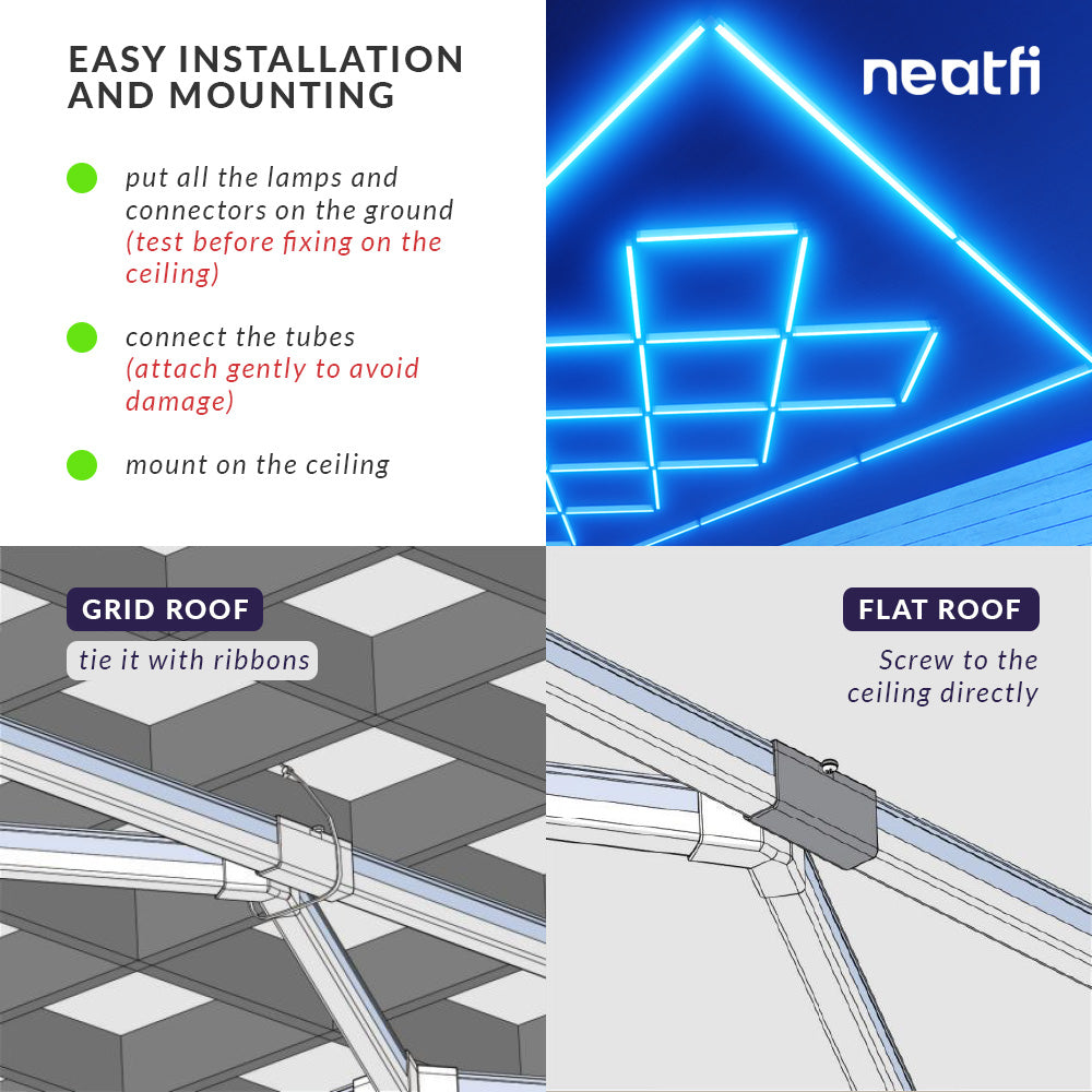 56,320 Lumens Ultra-Bright Diamond Grid LED Ceiling Light for Basements, Shops & Gyms, Blue