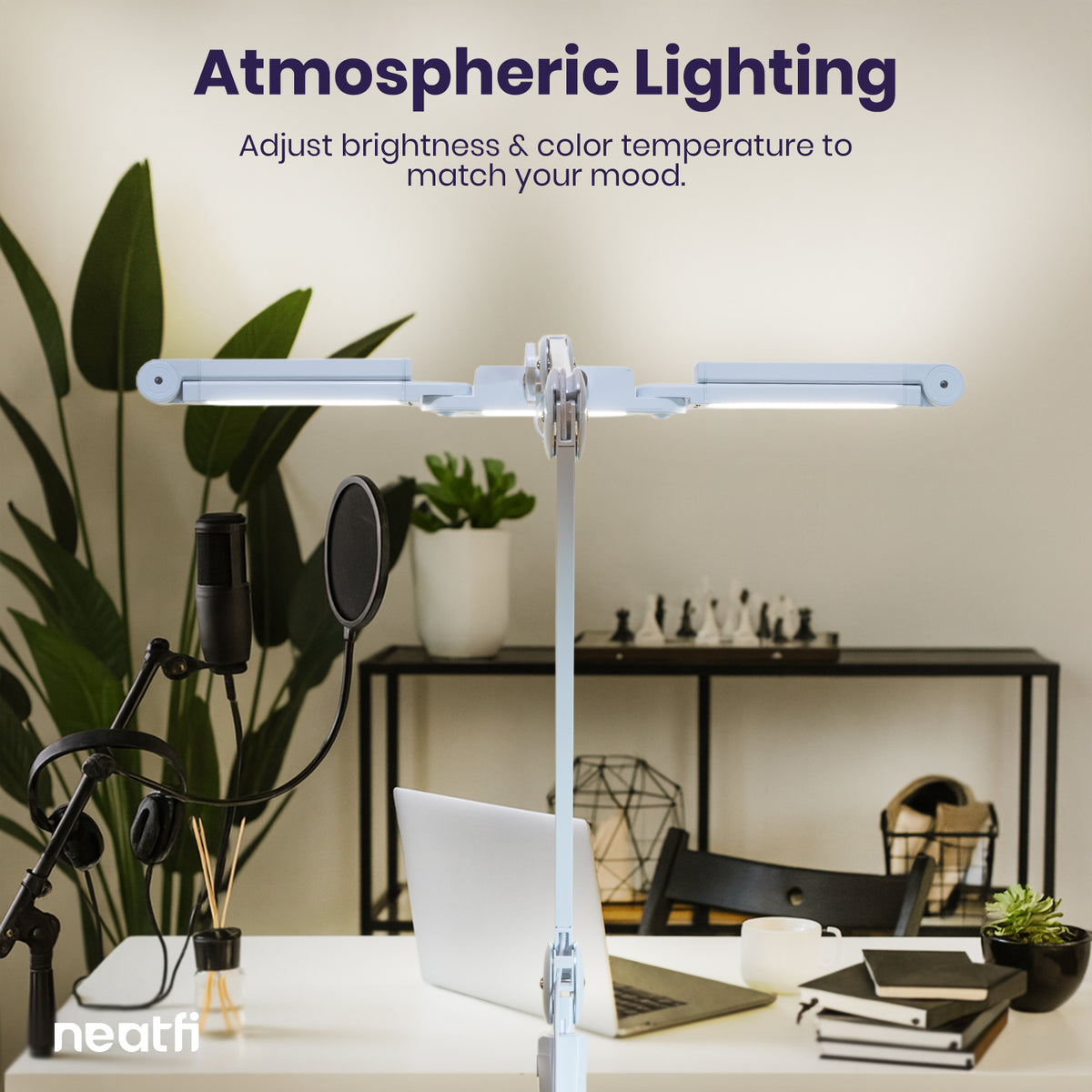 44" Pro LED Desk Lamp with Clamp – 3000 Lumens, CRI 95, Dimmable, 3 Color Modes, White