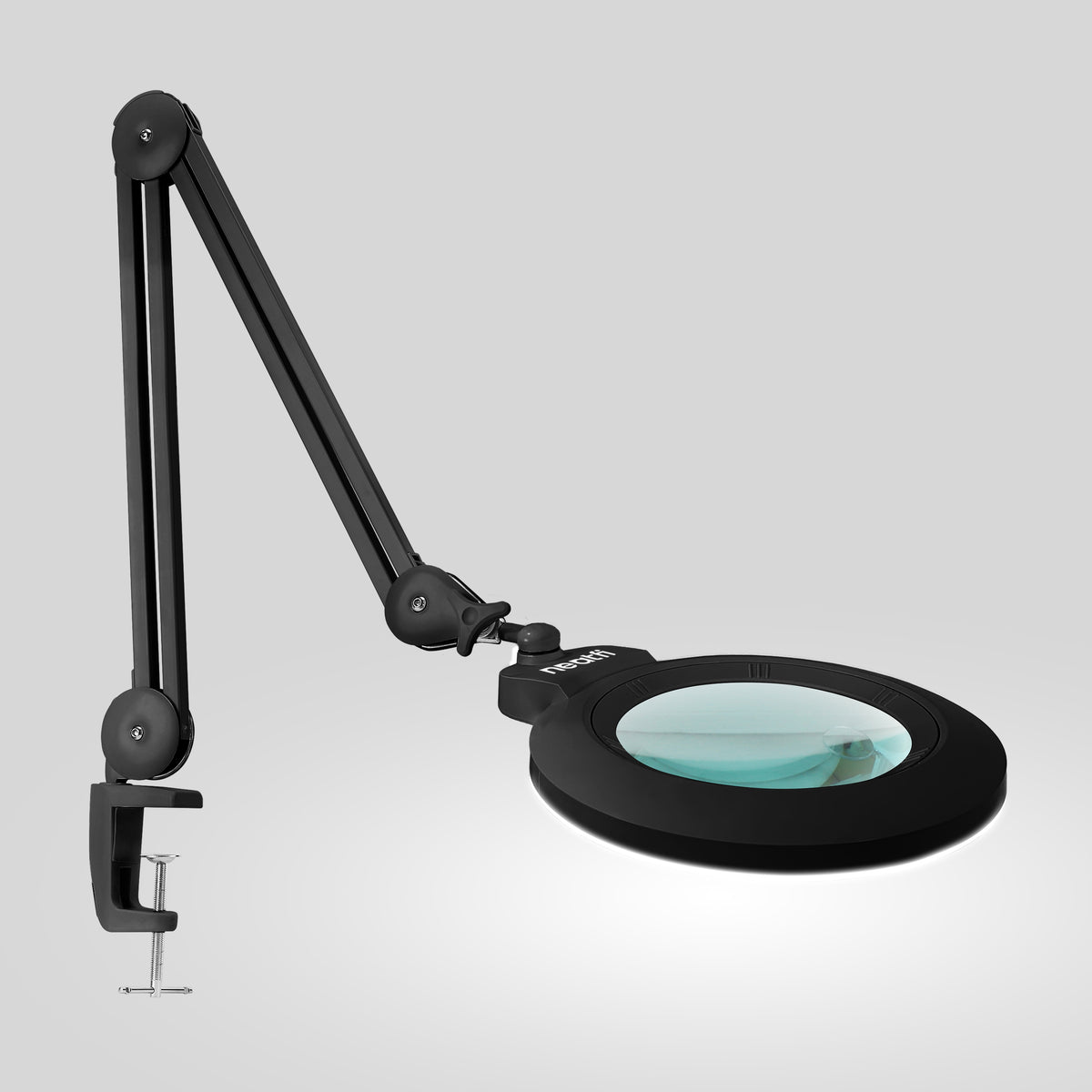 7" Wide Bifocal Lens – 3 Light Modes, 1600 Lumens LED Magnifier Lamp for Detail Works, Black