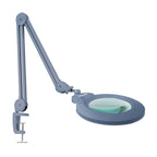 7” Wide Acrylic Lens LED Magnifying Lamp with Clamp – 1600 Lumens, Dimmable for Close Works, Gray