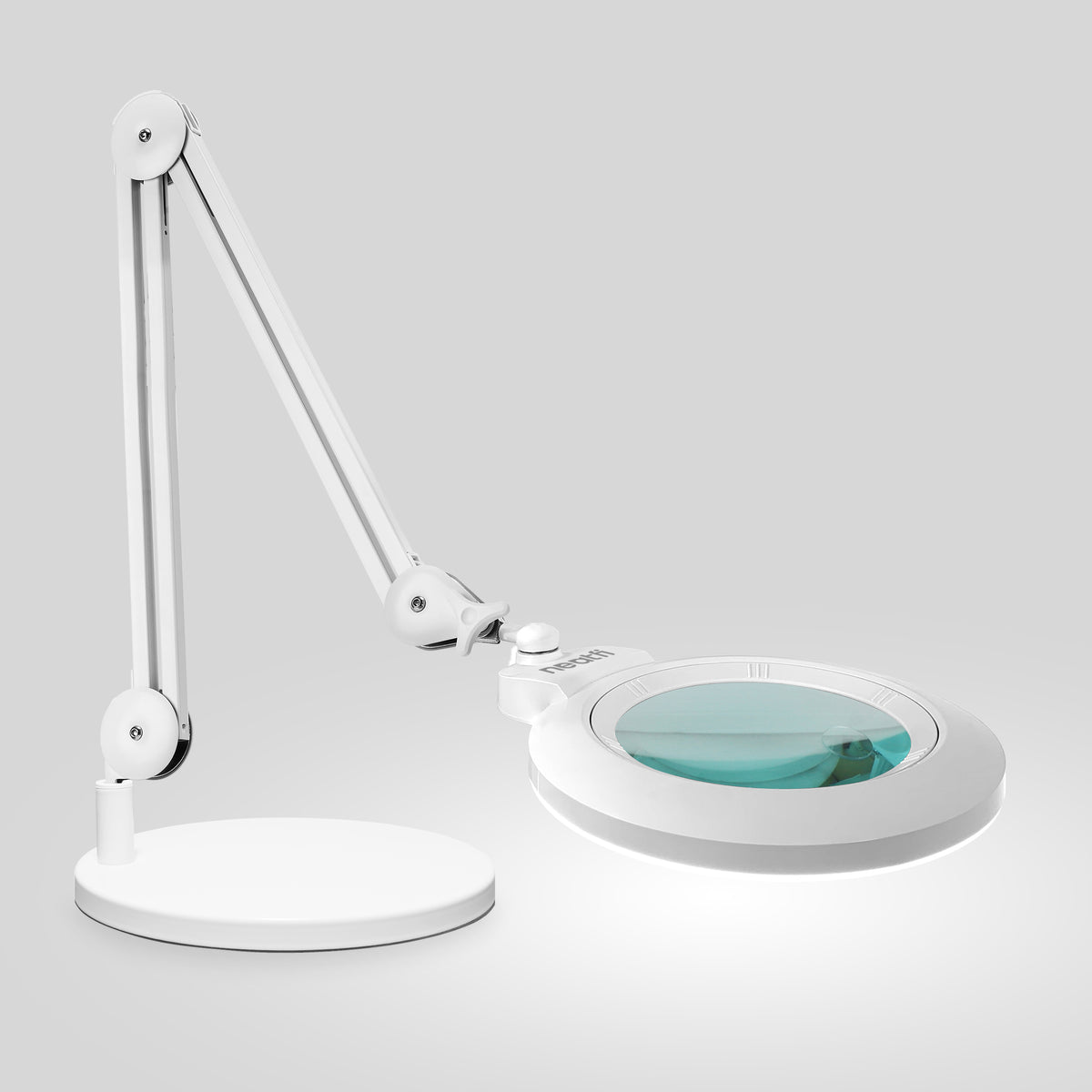 7” Wide Acrylic Lens LED Magnifying Lamp with Base – 1600 Lumens, Dimmable for Close Works, White