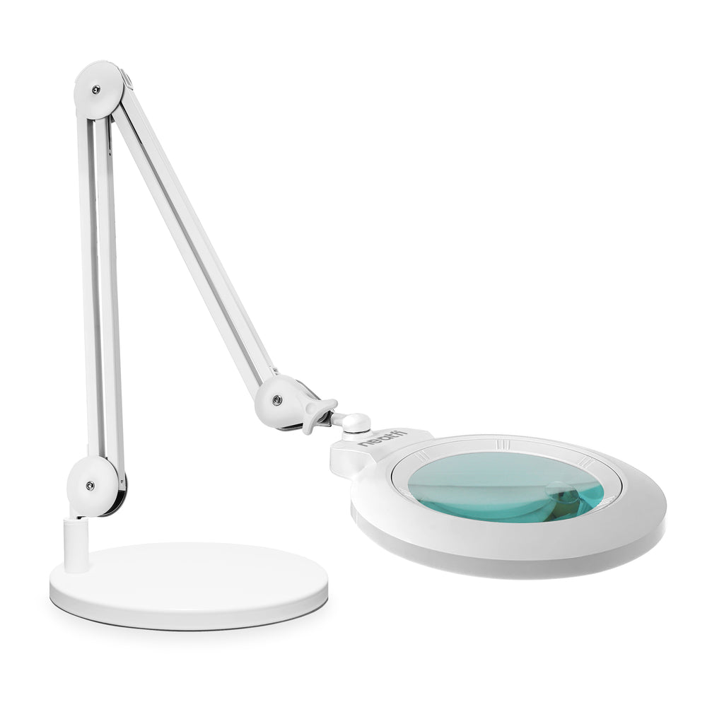 7” Wide Acrylic Lens LED Magnifying Lamp with Base – 1600 Lumens, Dimmable for Close Works, White