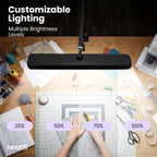 2500 Lumens LED Desk Lamp with Clamp – 22" Wide Shade, 5 Color Modes for Nails & Crafts, Black