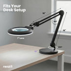 7” Wide Acrylic Lens LED Magnifying Lamp with Base – 1600 Lumens, Dimmable for Close Works, Black