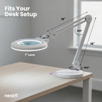 7” Wide Acrylic Lens LED Magnifying Lamp with Base – 1600 Lumens, Dimmable for Close Works, White