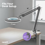 7” Wide Acrylic Lens LED Magnifying Lamp with Clamp – 1600 Lumens, Dimmable for Close Works, Silver