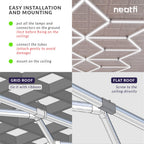 Snowflake Pattern LED Ceiling Light with Hanging Kit for Auto Shops, Salons & Gyms, Cool White