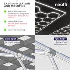 60,720 Lumens Ultra-Bright 15 Hex Grids LED Ceiling Light for Auto Shops, Salons & Gyms, Cool White