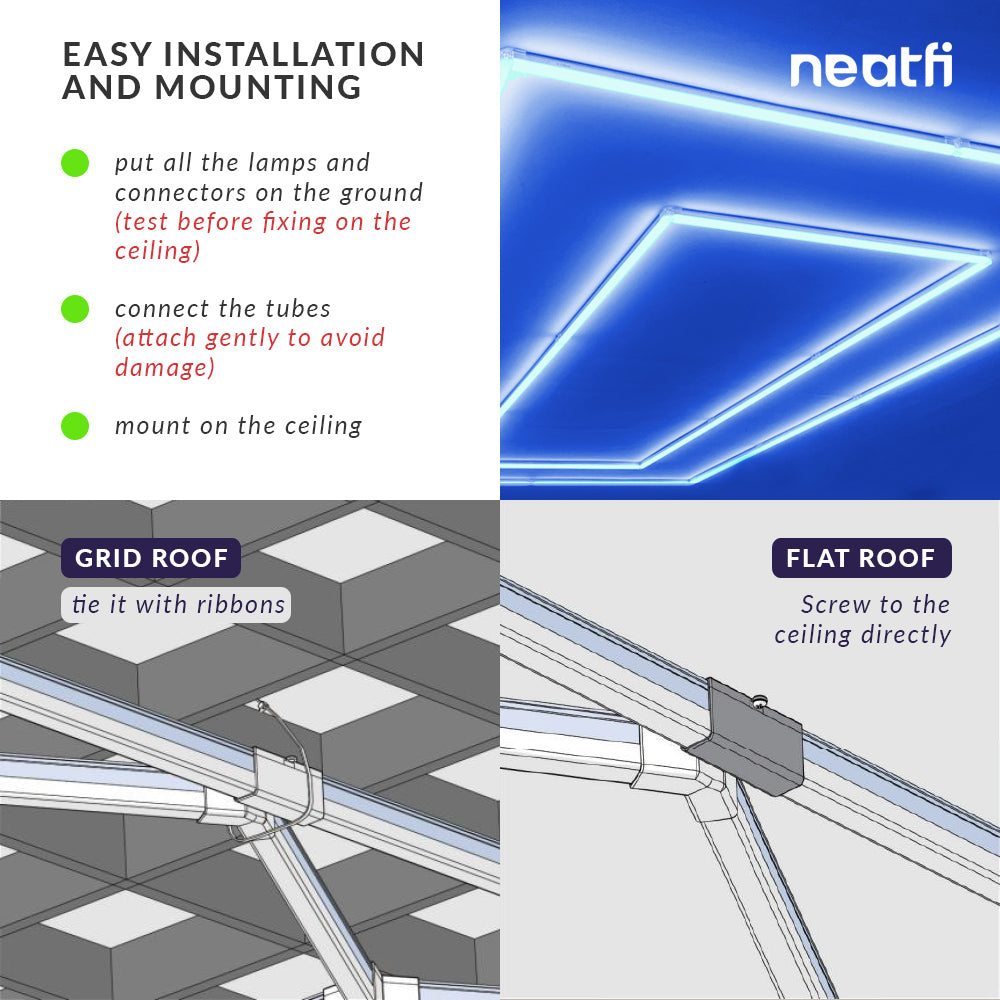 2 Rectangles LED Car Garage Light – 35,200 Lumens, Easy Installation for Shops & Gyms, Blue