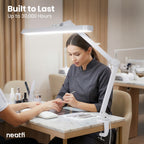 22” Wide Shade LED Desk Lamp with Clamp – 2500 Lumens Task Light for Workbench & Crafts, White