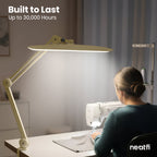 2200 Lumens LED Desk Lamp with Clamp – 20” Wide Shade, 3 Light Modes, Dimmable Task Light, Gold