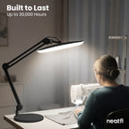 2200 Lumens LED Desk Lamp with Base – 20” Wide Shade, 3 Light Modes, Dimmable Task Light, Black