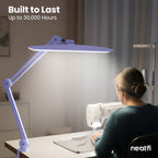 2200 Lumens LED Desk Lamp with Clamp – 20” Wide Shade, 3 Light Modes, Dimmable Task Light, Lavender