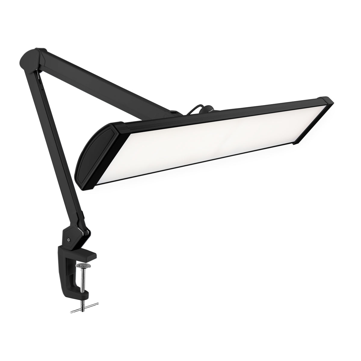 3500 Lumens LED Desk Lamp – 26” Ultra-Wide Shade, Non-Flickering Task Light with Clamp, Black