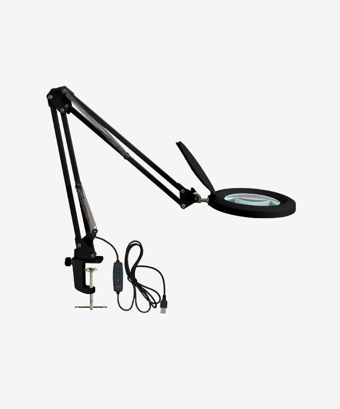 5" Lens Magnifying Lamp with Clamp – 5 Diopter, Adjustable Light Modes for Detail Works, Black
