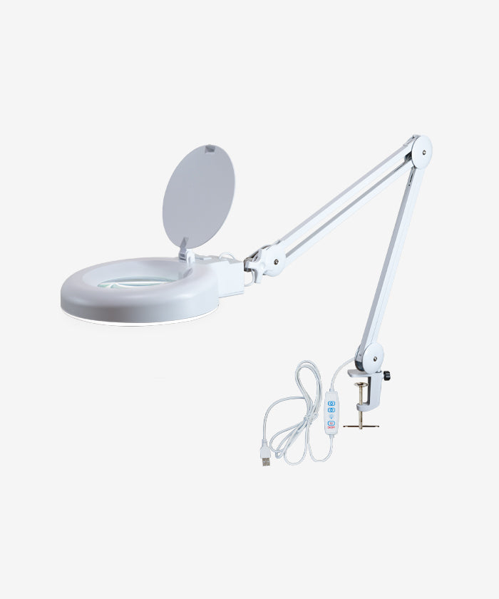 LED Magnifying Lamp with Clamp, 5 Diopter, Dimmable - White