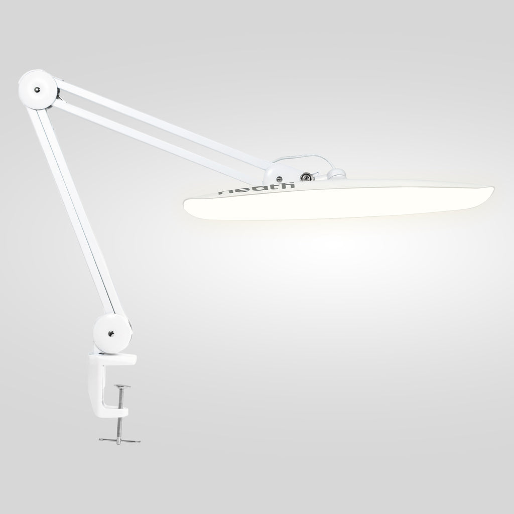 2200 Lumens LED Desk Lamp with Clamp – 20” Wide Shade, 3 Light Modes, Dimmable Task Light, White