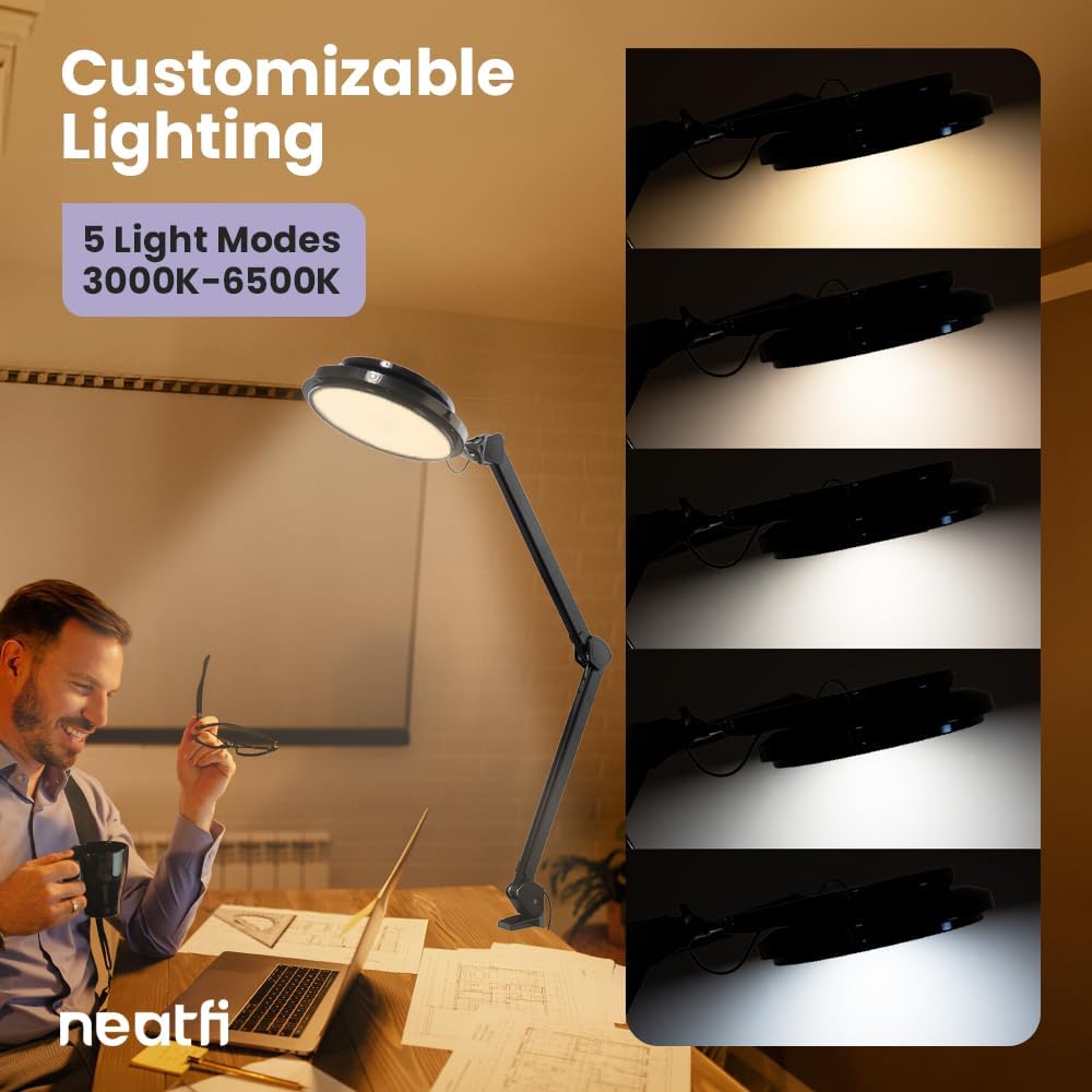 3000 Lumens Pro LED Desk Lamp, Dimmable, CRI 95, CCT, Black
