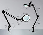 5" Wide 5D Lens – 1200 Lumens LED Magnifying Lamp with Clamp for Crafts & Detail Works, Black