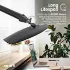 20” Wide Head LED Desk Lamp with Clamp – 2200 Lumens Task Light for Home Office & Crafts, Gray Wood