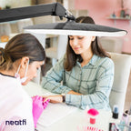 20” Wide Head LED Desk Lamp with Clamp – 2200 Lumens Task Light for Home Office & Crafts, Gray Wood