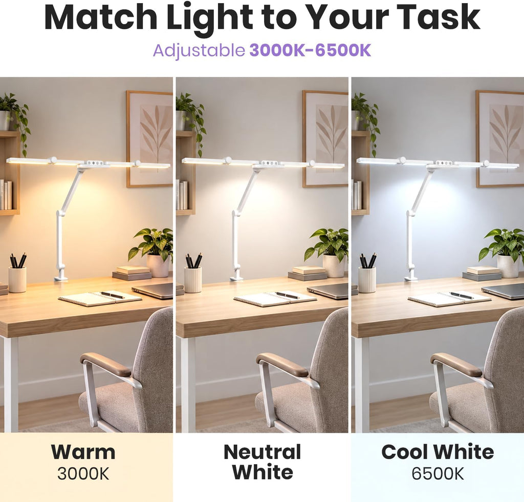 Auto-Dimming Pro LED Desk Lamp, 2450 Lumens, CRI 95, CCT, White