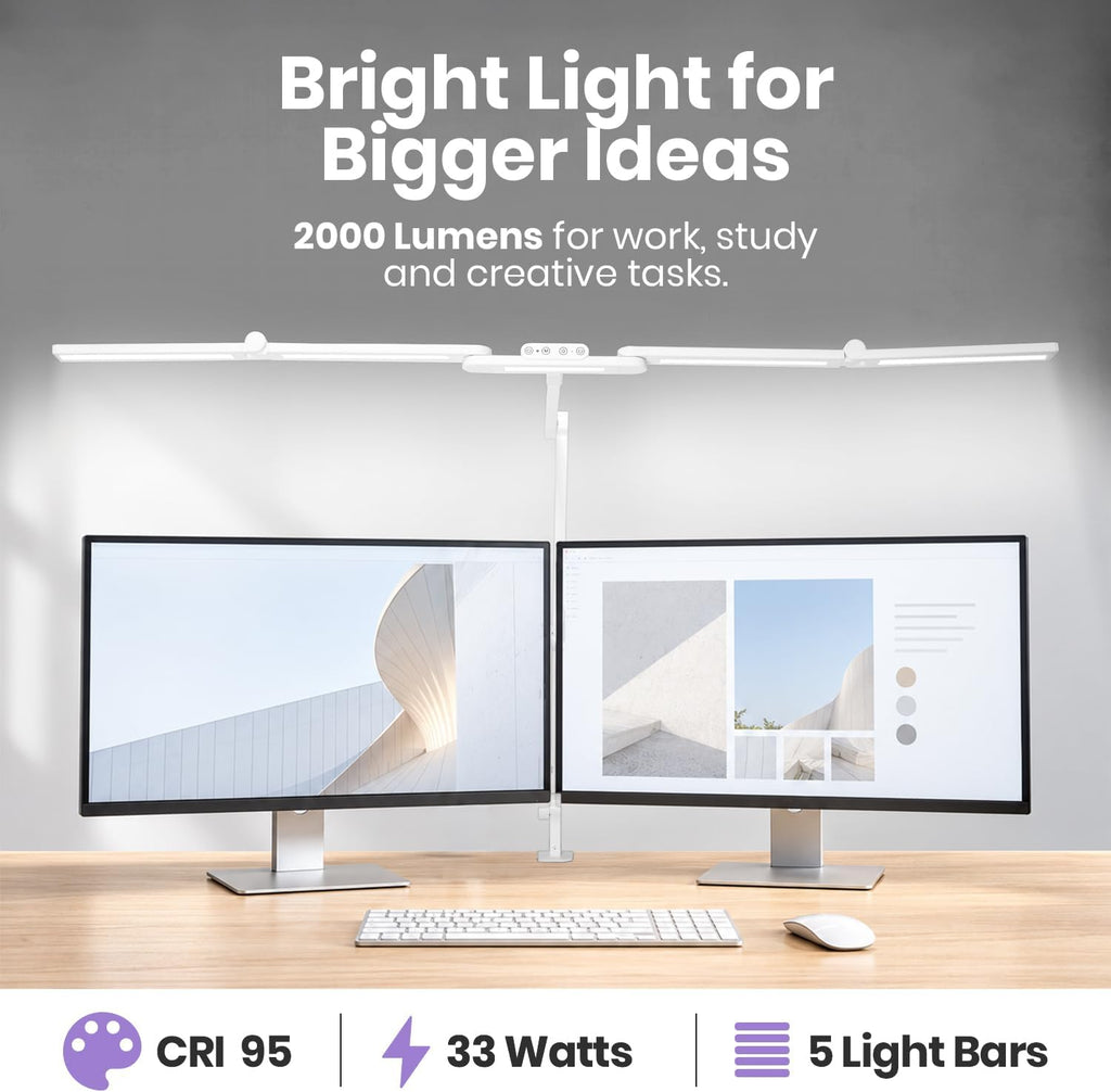 Auto-Dimming Pro LED Desk Lamp, 2450 Lumens, CRI 95, CCT, White