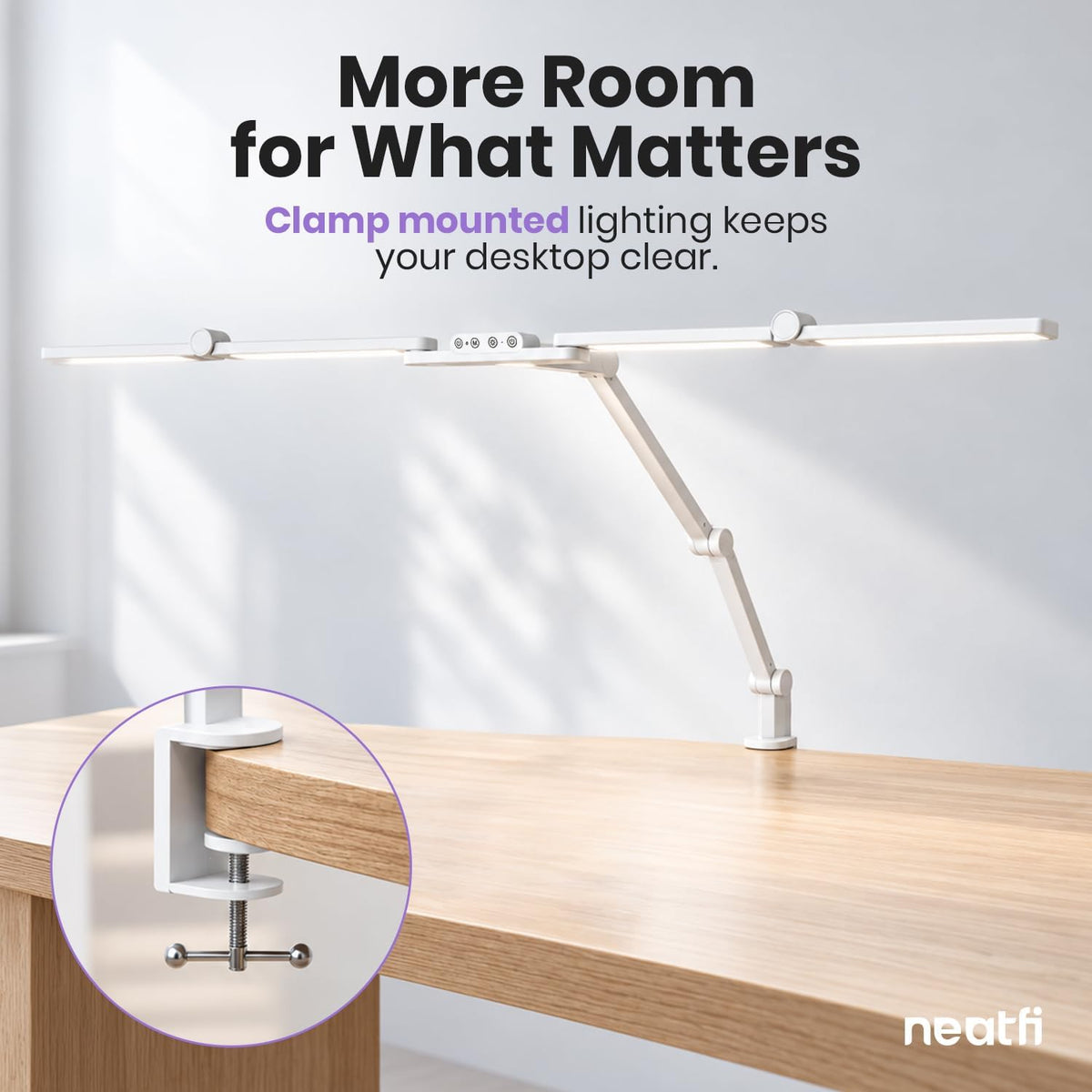 Auto-Dimming Pro LED Desk Lamp, 2450 Lumens, CRI 95, CCT, White