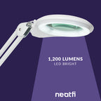 5" Wide 5D Lens – 1200 Lumens LED Magnifying Lamp with Clamp for Crafts & Detail Works, White