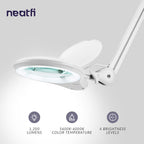 5" Wide Bifocals Lens – 1200 Lumens LED Magnifying Lamp for Crafts & Detail Works, Clamp Mount, White