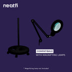 6-Wheel Rolling Base Floor Stand – Compatible for LED Desk Lamps & Magnifying Lamps, Black