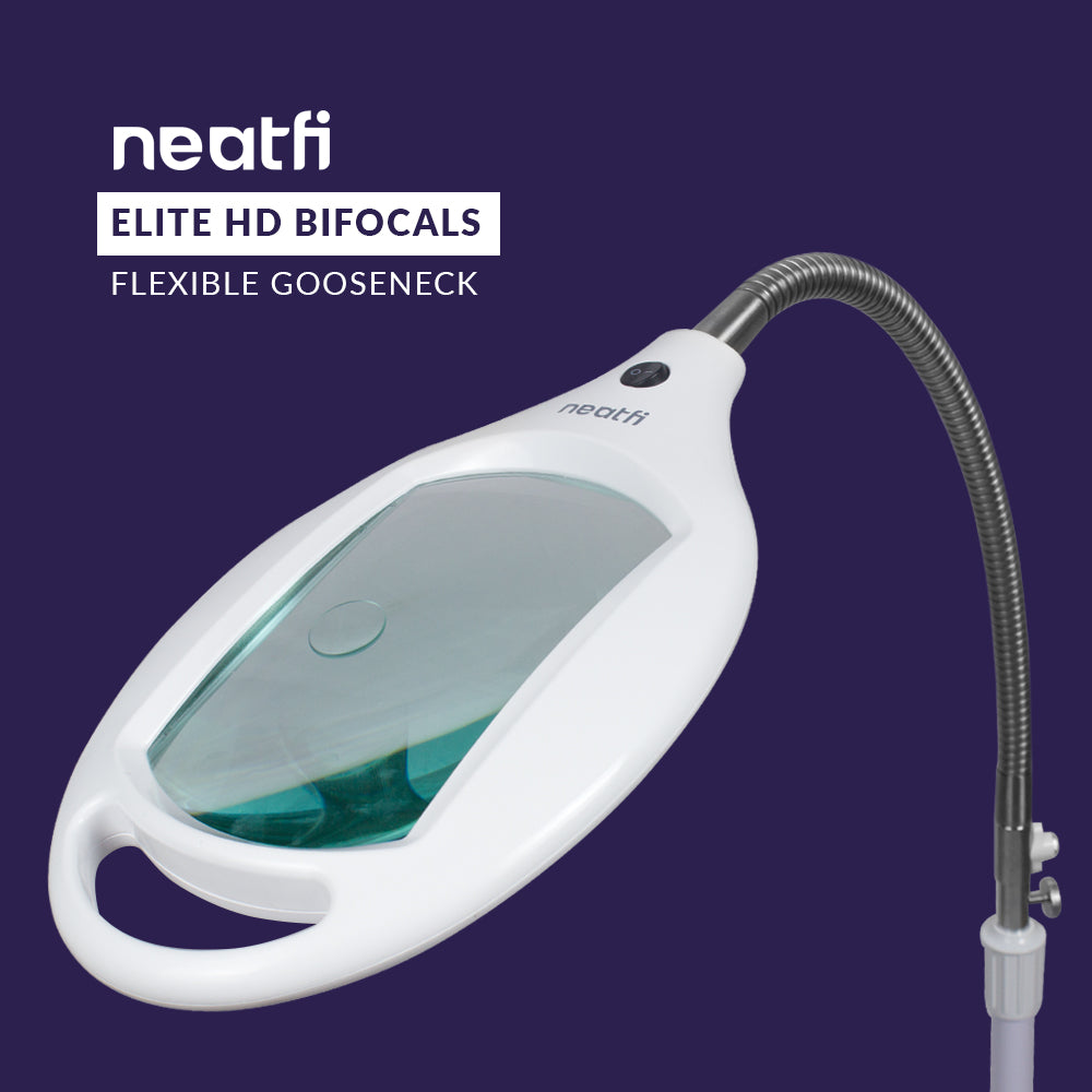 Bifocals Glass Lens LED Magnifying Floor Lamp, Adjustable Gooseneck for Detail Works, White
