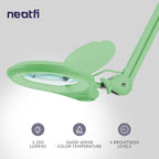 5" Wide Bifocals Lens – 1200 Lumens LED Magnifying Lamp for Crafts & Detail Works, Clamp Mount, Midnight Green