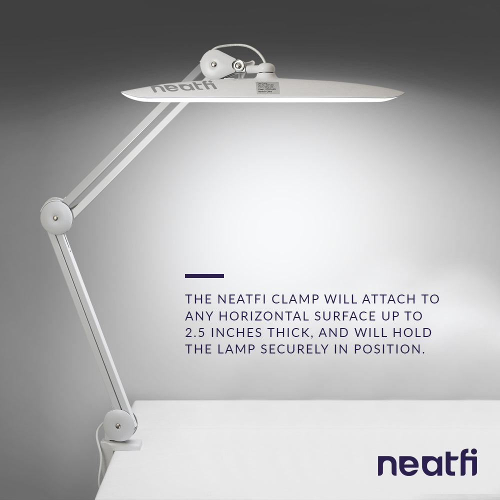 Universal Desk Lamp Clamp Replacement – Non-Slip C-Clamp Mount for LED & Magnifying Lamps, White