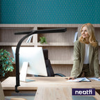 3000 Lumens Desk Lamp with Clamp – 31.5” Wide Shade, 5 Light Modes, Dimmable Monitor Light, Black