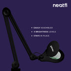 5" Wide 5D Lens – 1200 Lumens LED Magnifying Lamp with Clamp for Crafts & Detail Works, Black