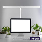 3000 Lumens Desk Lamp with Clamp – 31.5” Wide Shade, 5 Light Modes, Dimmable Monitor Light, White