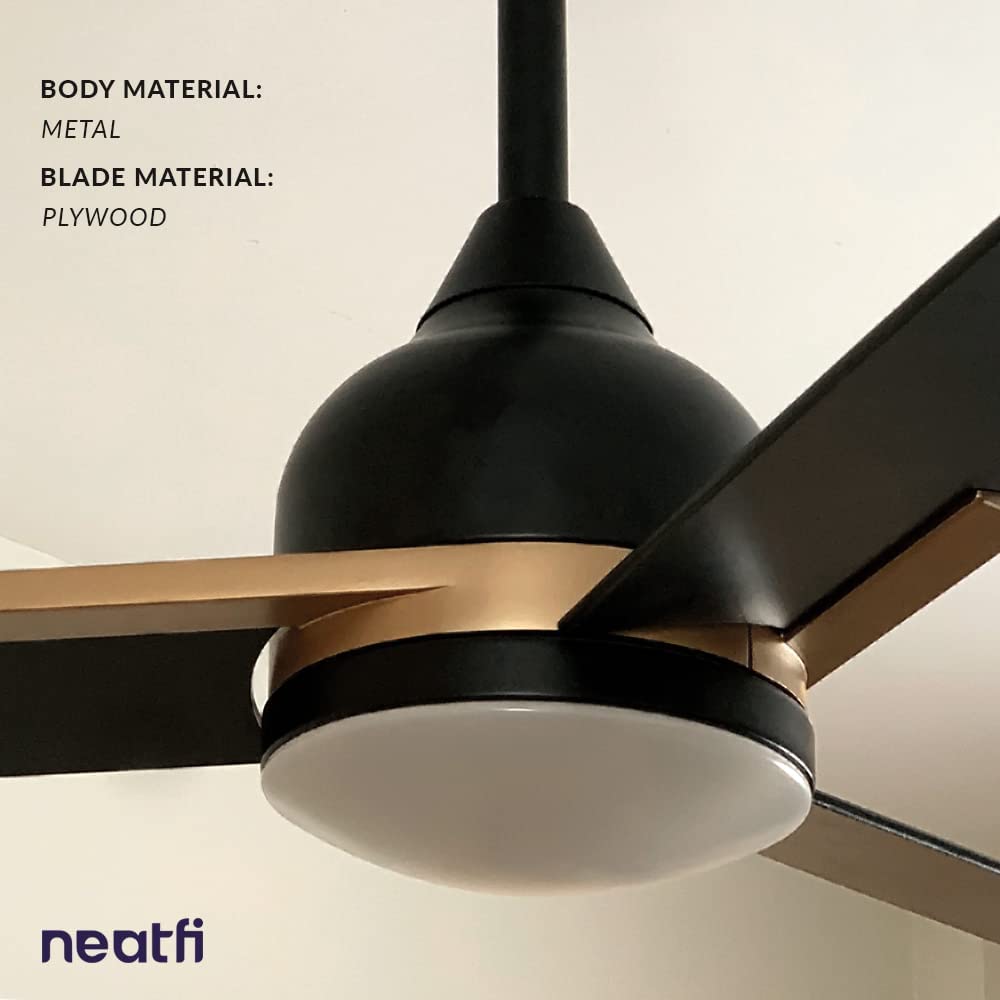 52-inch Ceiling Fan with Lights and Remote – Quiet DC Motor, 6 Speeds & 3 Color Modes, Downrod Mount, Black