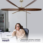 60-inch Nordic Ceiling Fan with Remote – Reversible, 6 Speeds, 3 Solid Wood Blades, Downrod Mount, Light Wood