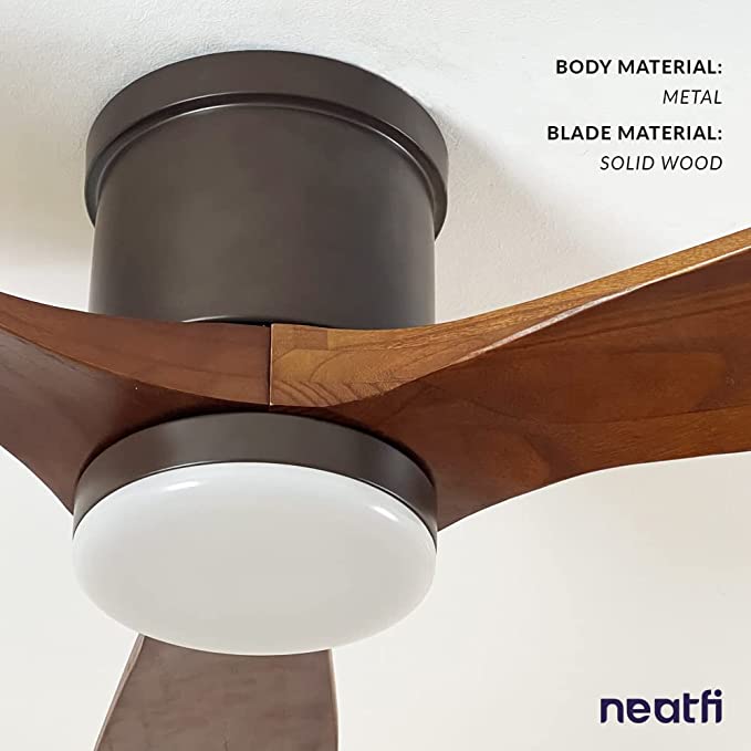 52-inch Ceiling Fan with Lights & Remote – Quiet DC Motor, 3 Light Modes, Flush Mount, Dark Wood