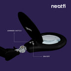 6" Glass Lens Elite Magnifying Lamp with Clamp – Glare-Free, Non-polar Dimming for Reading, Black