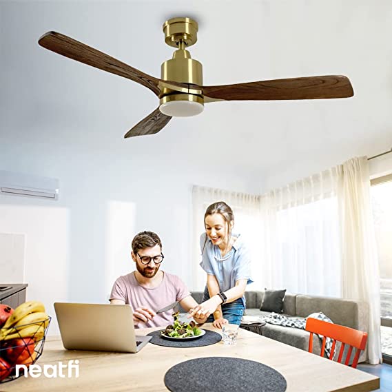 52-inch Modern Reversible Ceiling Fan with LED Light - Dark Wood