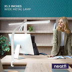 3000 Lumens Desk Lamp with Clamp – 31.5” Wide Shade, 5 Light Modes, Dimmable Monitor Light, White