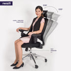 Chaise de bureau Zen avec accoudoirs 4D, appui-tête 2D, soutien lombaire et assise coulissante, chaise en maille à dossier haut avec cadre dorsal en nylon (noir)
