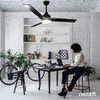 52-inch Ceiling Fan with Lights and Remote – Quiet DC Motor, 6 Speeds & 3 Color Modes, Downrod Mount, Black