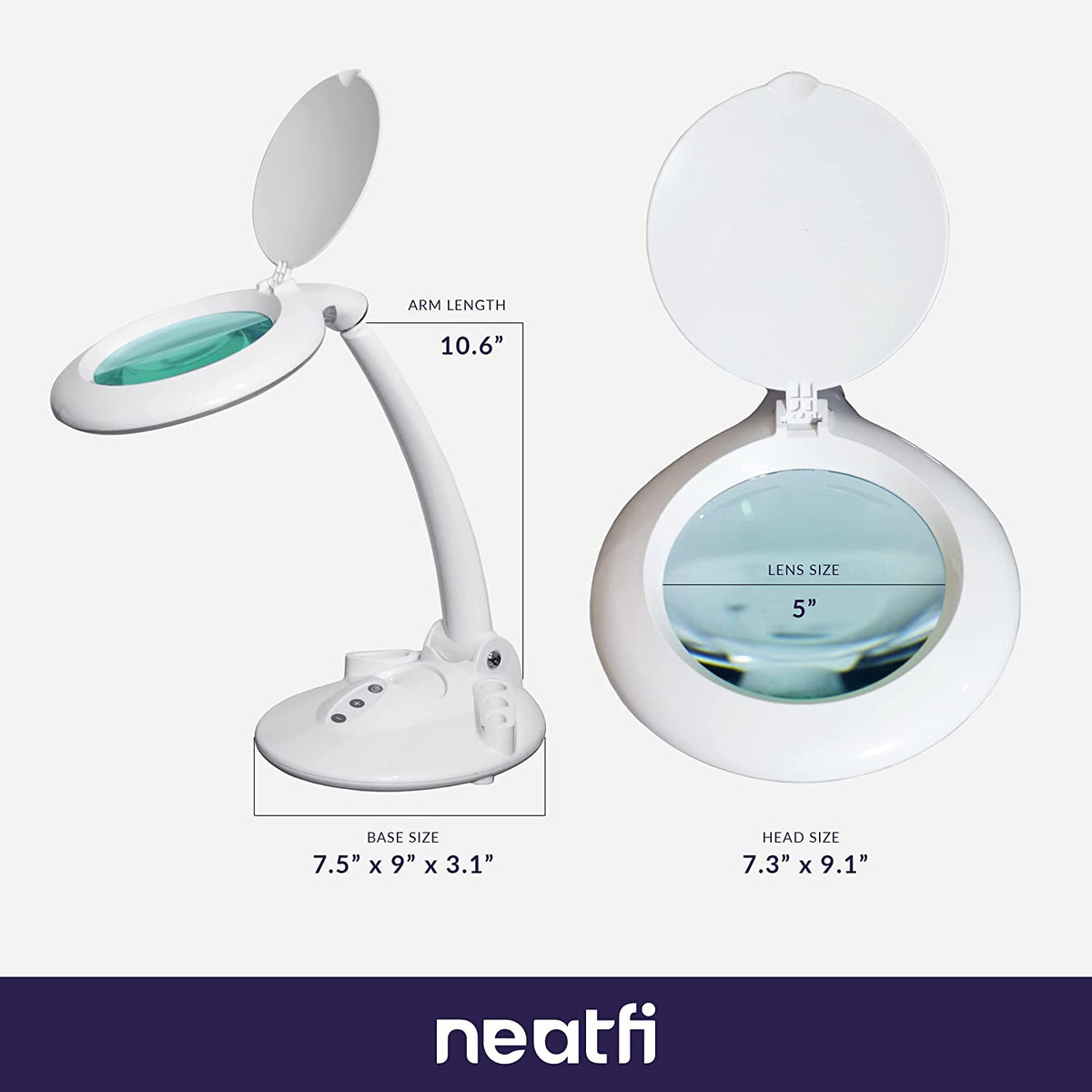 5" Elite LED Magnifying Glass Lamp with Dust Cover