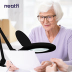6" Glass Lens Elite Magnifying Lamp with Clamp – Glare-Free, Non-polar Dimming for Reading, Black