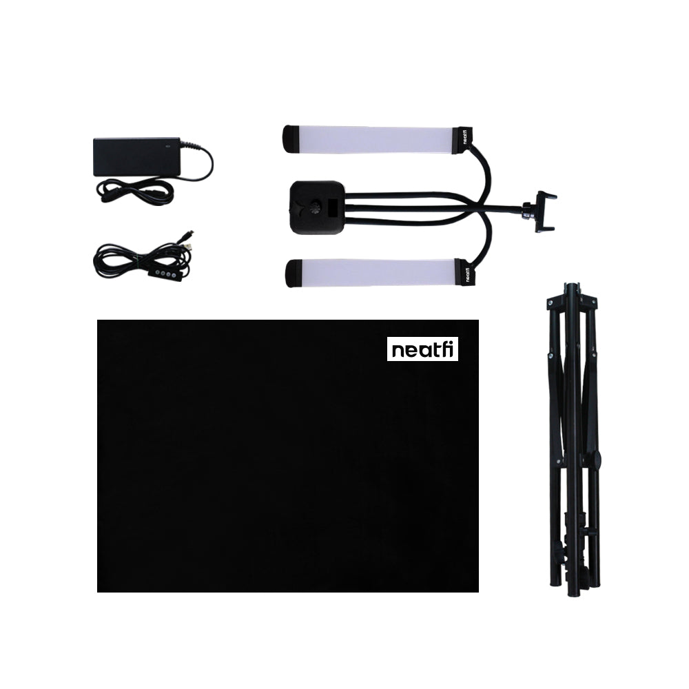 Supreme 3600 Lumens LED Light Kit with Phone Holder – Dimmable, 3-Mode Lighting, Black