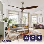 60-inch Nordic Ceiling Fan with Remote – Reversible, 6 Speeds, 3 Solid Wood Blades, Downrod Mount, Light Wood